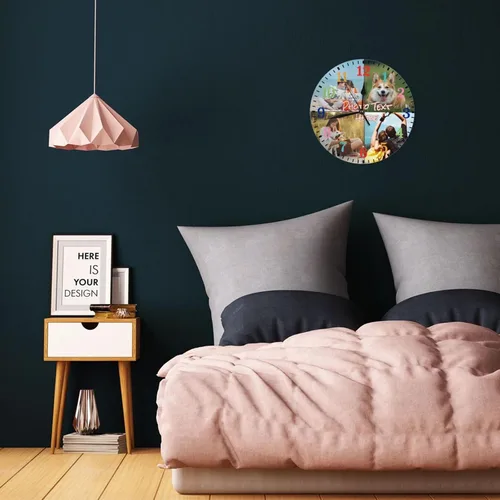 Miniatura 5 de Reloj personalizado personalizado relojes de pared personalizados tus 4 fotos nombre de texto silencioso 10 pulgadas, PVC, placa de marcación