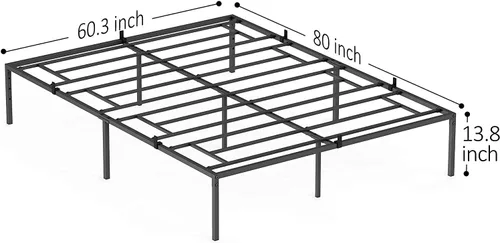 Miniatura 2 de coucheta Base de cama Queen con almacenamiento de plataforma de metal de 13 pulgadas con soporte de listones de acero, no necesita somier, marco