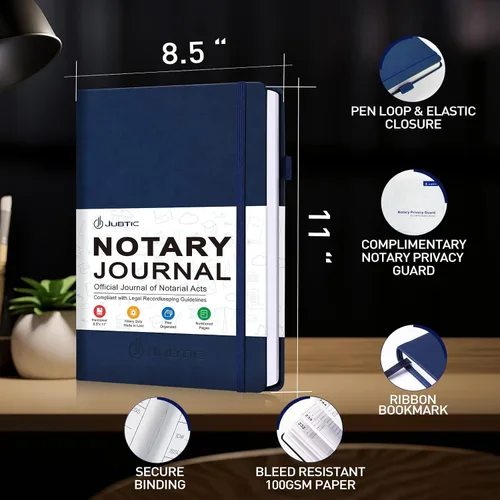 Miniatura 2 de JUBTIC Libro de registro de notario – Diario A4 de tapa dura para notario público de actos notariales – Suministros notariales grandes con guardia
