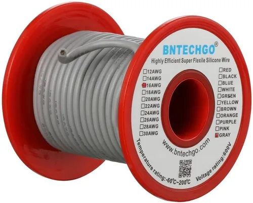 Miniatura 46 de BNTECHGO Carrete de alambre de silicona de calibre 16, rojo de 25 pies y negro, 25 pies, 2 cables separados, alambre de cobre estañado flexible