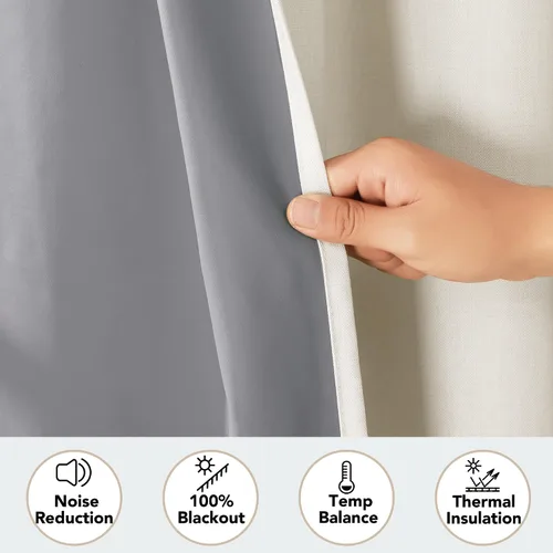 Miniatura 4 de Deconovo Cortinas 100% opacas para puerta de patio de 84 pulgadas de largo, cortinas de lino extra anchas con textura de lino, paneles de cortina