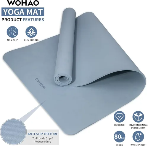 Miniatura 2 de Extra Wide & Thick 8mm Yoga Mat, 72"x31.5" Large Non Slip Exercise Mat, Premium POE Material for Superior Cushioning & Stability, with Strap for