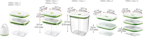 Miniatura 4 de FOSA Recipientes de sellado al vacío (paquete de 3, 34 onzas), recipientes herméticos de almacenamiento de alimentos para frescura, sin BPA, aptos