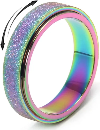 Anillo de alivio de la ansiedad, anillo giratorio para aliviar el estrés, de acero inoxidable, anillo giratorio para mujeres, hombres, unisex