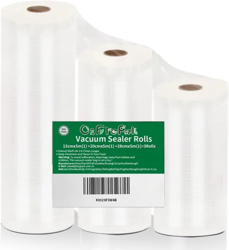 Miniatura 10 de O2frepak Paquete de 6 bolsas selladoras al vacío de 8 x 10 pies (3 rollos) y 11 x 10 pies (3 rollos) sin BPA, rollos de bolsas de almacenamiento