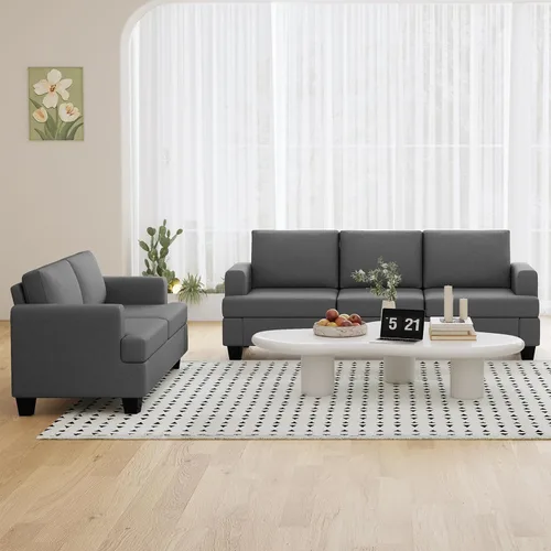 Miniatura 14 de Furnimart Sofás Seccionales para Sala de Estar, Modernos 2 Sofás de Dos Plazas y Sofá de 3 Plazas, Juego de Sofá de Asiento Profundo Color Crema
