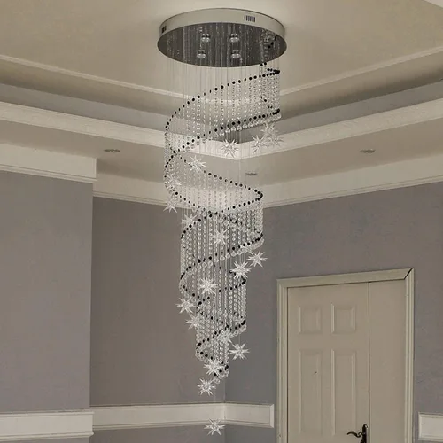 Miniatura 8 de Moderna lámpara colgante de cristal K9 con forma de gota de lluvia en espiral de cristal, lámpara colgante para sala de estar, hotel, escaleras