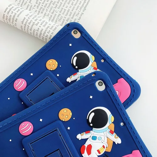 Miniatura 5 de Funda para Samsung Galaxy Tab A7 Lite de 8.7 pulgadas T220/T225, funda de silicona con patrón de astronautas de cosmonautas con colgante con cordón