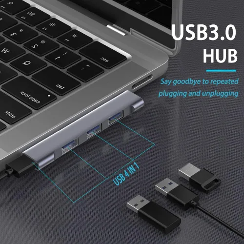 Miniatura 3 de Hub USB para portátil de 4 puertos, concentrador USB 3.0 portátil, adaptador multipuerto USB para MacBook Air/Pro, portátil, PC, teclado, unidad Hub