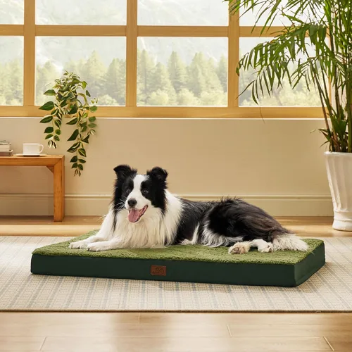 Miniatura 9 de Bedsure Camas para Perros Tamaño Grande - Cómodas Camas Planas para Mascotas con Funda Lavable Extraíble, Alfombrilla de Espuma Ortopédica