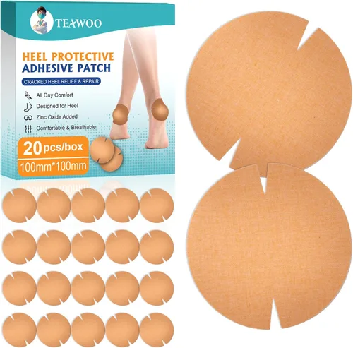 Miniatura 8 de TEAWOO 30 piezas de parches patentados para el tratamiento de talones agrietados, vendaje para reparación de talones agrietados (3.15" x 3.15")