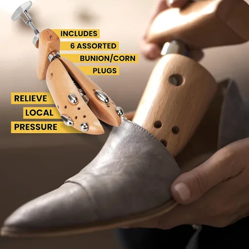 Miniatura 6 de HOUNDSBAY Bulldog - Estirador profesional de madera de 2 vías para hombres y mujeres, ampliador de zapatos y expansor para mujeres