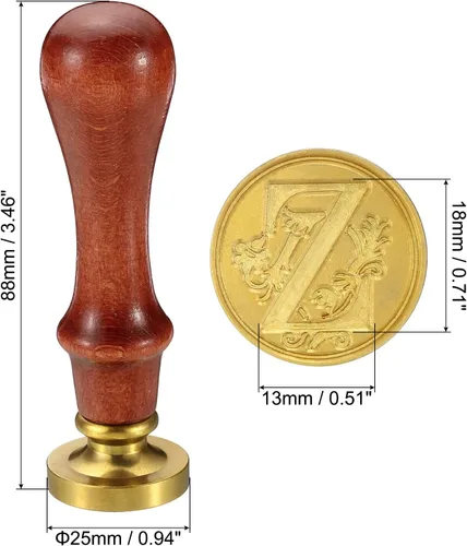 Miniatura 2 de PATIKIL Sello de cera del alfabeto Z, sello de cera de sellado de letra inicial, clásico retro, cabeza de latón extraíble, mango de madera