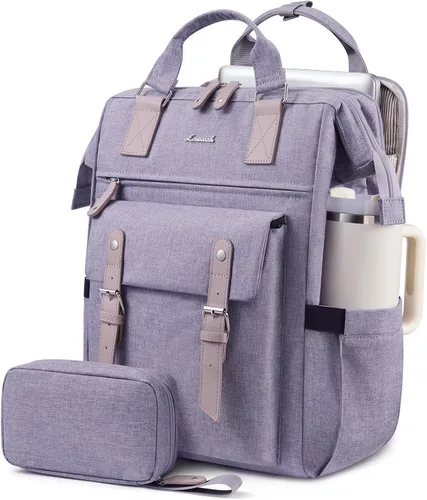 Miniatura 24 de LOVEVOOK - Mochila para laptop de mujer, bolsa de trabajo, viaje, computadora, mochila para maestra o enfermera, bolsa para libros, beige verde
