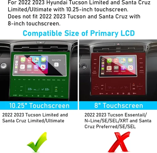 Miniatura 2 de TTCR-II Protector de pantalla compatible con Hyundai Tucson 2022-2024, protector de pantalla táctil Santa Cruz de 10.25 pulgadas, protector