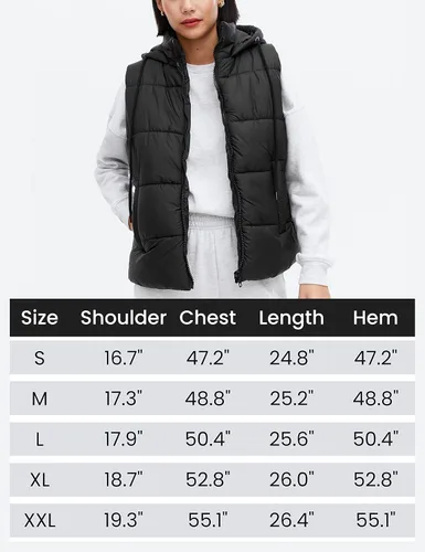 Miniatura 4 de EsheSy Chaleco acolchado para mujer con capucha extraíble, sin mangas, con cremallera completa, chaqueta acolchada de plumón
