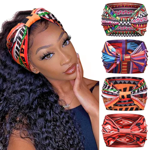 Miniatura 9 de Huachi Diademas anchas para mujer, bohemias, para entrenamiento, para el cabello, con nudos africanos, antideslizantes, turbante, deporte, yoga