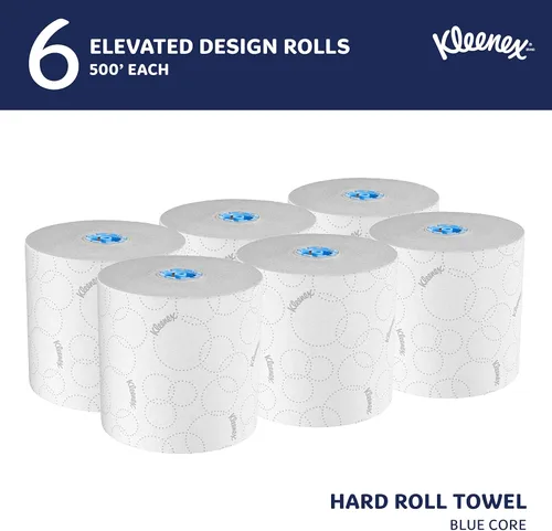 Miniatura 2 de Kleenex Toallas de Papel en Rollo Duro Profesionales, a Granel (54471), Enrollado Duro, Diseño Elevado, Bolsillos de Absorción Premium, Blanco