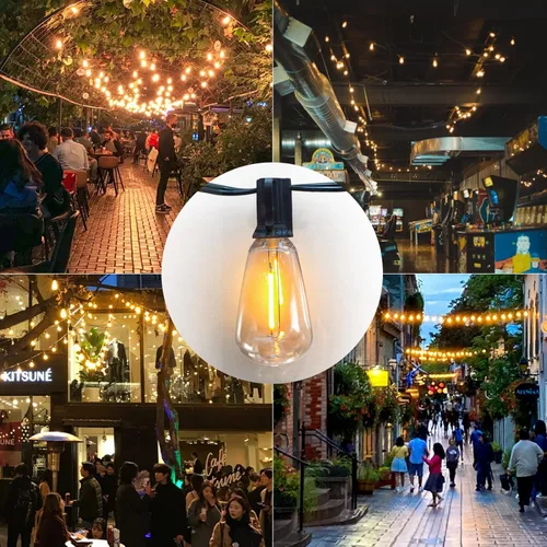Miniatura 6 de Achin 50FT Solar String Lights Outdoor with 32 LED Bulbs 1.5FT Bulbs Spacing,Patio String Lights Whith Remote, IP65 Waterproof, 3600mAm Battery
