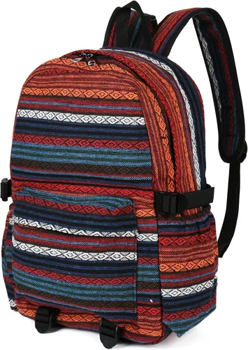 Yaopeing Mochila casual para mujer, mochila vintage de estilo único a la moda, bolso bohemio étnico, bolso de hombro, color rojo