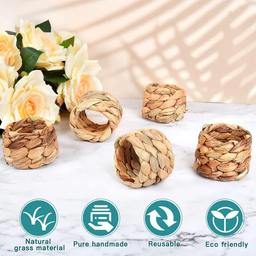 Miniatura 3 de Juego de 8 servilleteros de primavera, servilletas rústicas hechas a mano, decoración de mesa de primavera, servilletas de granja para Pascua
