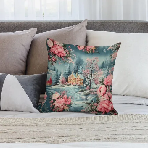 Miniatura 6 de Funda de cojín decorativa para sofá de 22 x 22 pulgadas, diseño de villancicos de Navidad, para sala de estar feliz invierno, para sofá Patrón 4