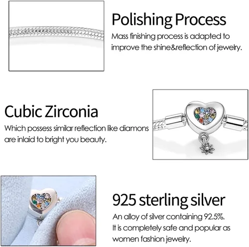Miniatura 4 de KUNSIR Pulsera de plata de ley 925 con cierre de palma, cadena de serpiente, pulseras básicas para cualquier dije PDL, para adolescentes y mujeres