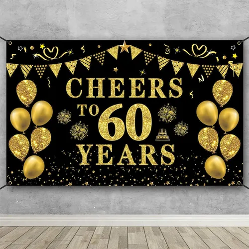 Miniatura 8 de Trgowaul Decoraciones de cumpleaños número 50/aniversario/boda para mujeres y hombres, pancarta de felicitación a los 50 años, fondo negro y dorado