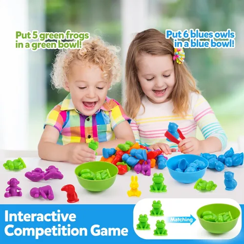 Miniatura 6 de GKDOMS Juguete de contar animales, juego a juego con cuencos de clasificación, actividades de aprendizaje preescolar, juguetes sensoriales
