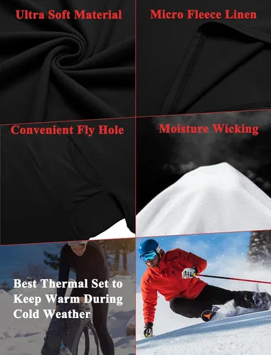 Miniatura 5 de Ekouaer Conjunto de ropa interior térmica para hombre, elástico, largo, de microforro polar, capa base cálida, 2 piezas, traje básico superior e