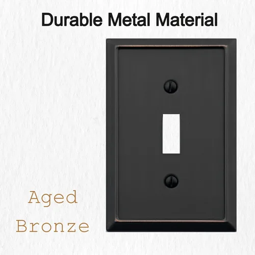 Miniatura 3 de OKAWYC Cubierta de Interruptor de Luz de Palanca Individual Aria Placa de Pared Metálica, Paquete de 4 Bronce Envejecido 1 Gang, Cubierta