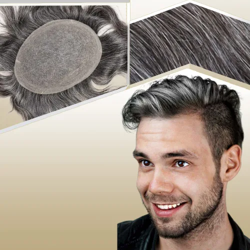 Miniatura 11 de Tupé de cabello humano europeo para hombres, suave encaje suizo completo, sistema de reemplazo de cabello, extensiones de cabello de 10 x 8 1B