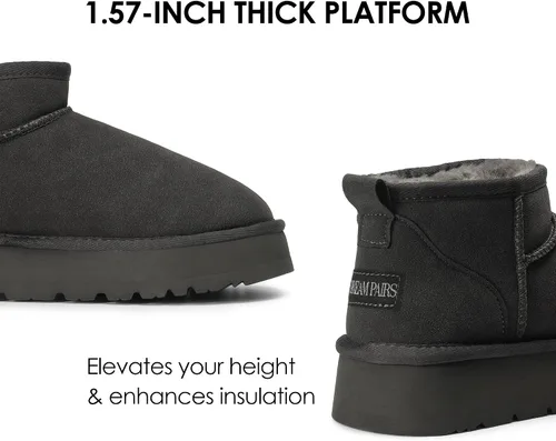 Miniatura 4 de DREAM PAIRS Botas de nieve para mujer, botas de invierno con plataforma y forro de piel sintética