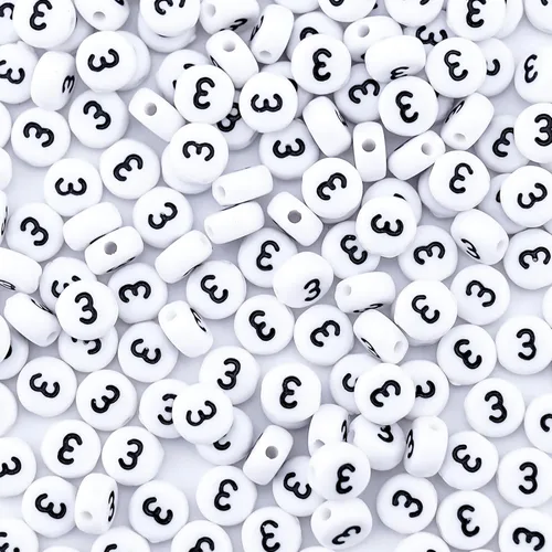 Miniatura 16 de 300 piezas de cuentas de número 0 redondas de 4x7mm, cuentas de número acrílico individual para hacer pulseras con dijes Redondo - 0