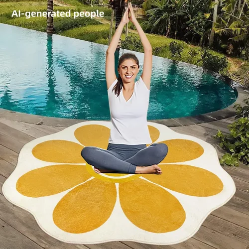 Miniatura 2 de USTIDE Alfombra redonda grande de 63 pulgadas, alfombra circular floral para sala de estar, dormitorio, lavable y suave, alfombra de piso