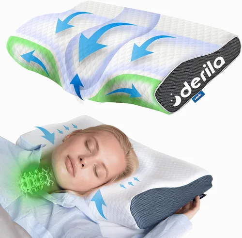 Miniatura 2 de Derila Almohada cervical de espuma viscoelástica tamaño Queen y funda de almohada adicional Control óptimo de temperatura para tu sueño perfecto.