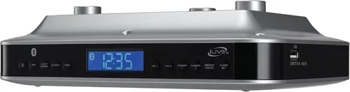 iLive Sistema de música para debajo del gabinete con altavoces estéreo incorporados y radio FM/puerto USB, compatible con archivos MP3, puerto Aux,