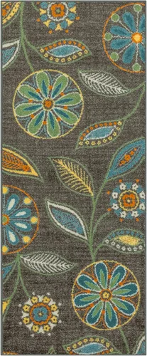 Miniatura 57 de Maples Rugs Reggie - Alfombra de pasillo floral, fabricada en Estados Unidos, lavable, antideslizante, alfombra de interior para cocina, pasillo