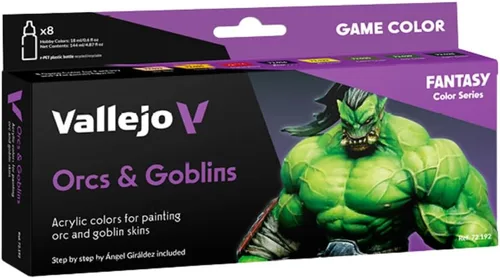 Vallejo - Juego de pintura acrílica Orcs & Goblins | Color del juego | Kit de modelo en miniatura de la serie Fantasy Color para un acabado mate de