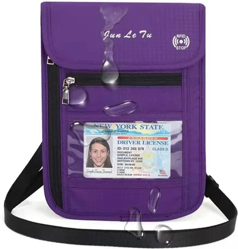 Miniatura 11 de Soporte para pasaporte para viajes, cartera de pasaporte RFID con diseño de ventana visual, organizador de documentos multifuncional, bolsa de viaje
