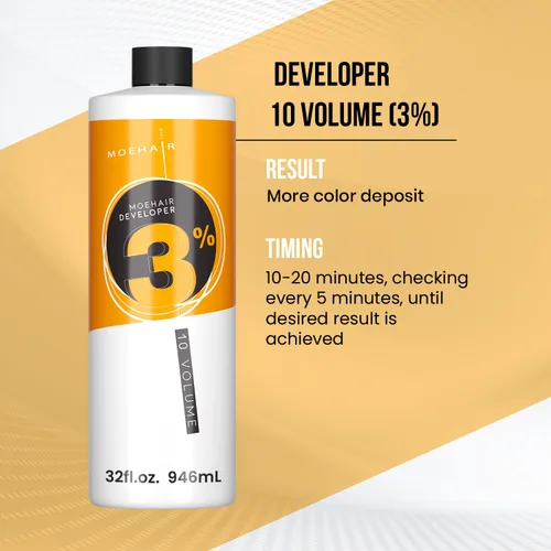 Miniatura 3 de MOEHAIR Desarrollador de color para el cabello 3% de peróxido de hidrógeno, revelador de crema de 10 volúmenes para teñir y decolorar el cabello