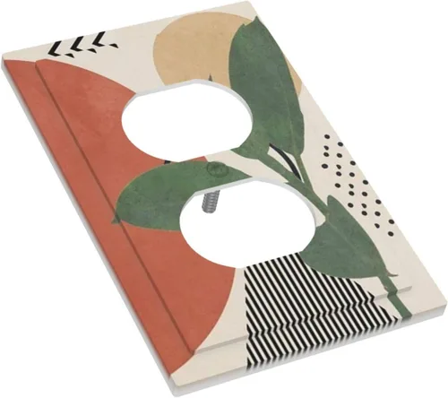 Miniatura 3 de Mid Century Morden Boho - Placa de pared para interruptor de luz dúplex de 1 banda, placa frontal decorativa eléctrica para receptáculo para baño