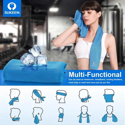 Miniatura 7 de Sukeen Paquete de 8 toallas de enfriamiento (40 x 12 pulgadas), envolturas refrescantes para el cuello, toalla de hielo para climas cálidos, toalla