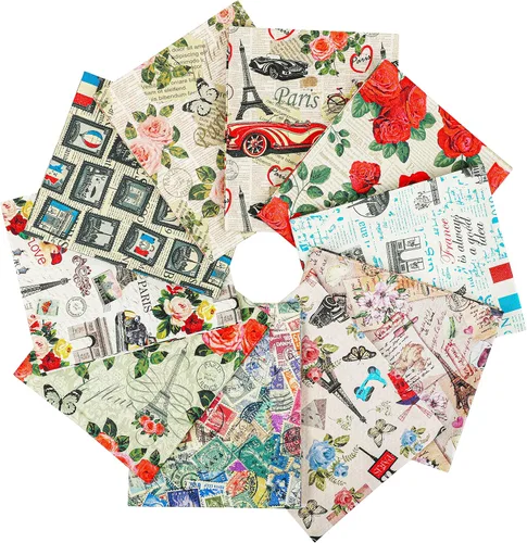 Miniatura 21 de Craftido -25 Opciones- Paquetes de Tela 100% Algodón para Quilting 10pcs Fat Quarters 18"x21"-Peso Medio 5.2 oz- Algodón Suave para Acolchado, Tie