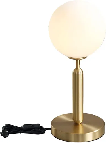 KCO Lighting - Lámpara de mesa dorada de metal moderno de mediados de siglo con globo mate para mesita de noche, lámpara de pie de interior dorada