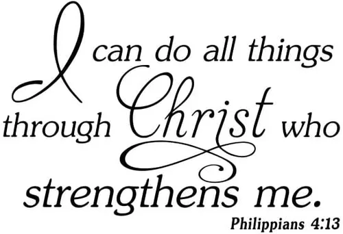 #2 I can do all things through Christ who strengthens me, 22 x 15 pulgadas, vinilo para pared, cita de la escritura, pegatina de iglesia caligrafía