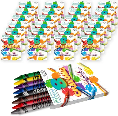 ArtCreativity Paquetes de crayones a granel, 24 juegos de 8 paquetes de crayones (192 unidades), crayones de aula para estudiantes, recuerdos de