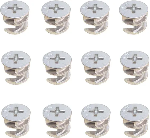 Medsuo 12 piezas de 0.575 in x 0.453 in para muebles de 0.575 in x 0.453 in, tuercas de bloqueo de leva para gabinete, cajón, aparador, armario,