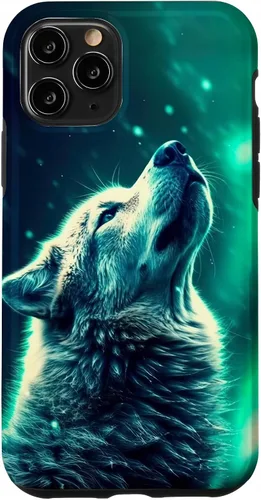 Miniatura 27 de Howling Wolf in Night Green Northern Lights Wolves Dog Lover Case for iPhone 16