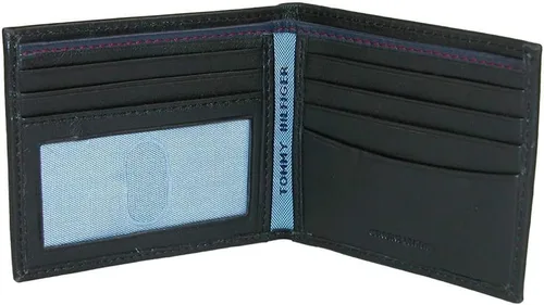 Miniatura 35 de Tommy Hilfiger Cartera de piel auténtica para hombre con ventana de identificación y múltiples ranuras para tarjetas